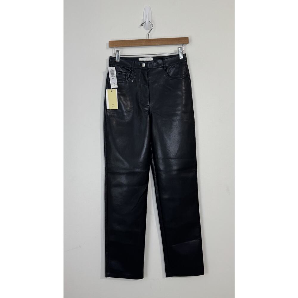 NWT Aritizia Wilfred The Melina Faux Leather Straight Pants Size 4 Black - Picture 3 of 14